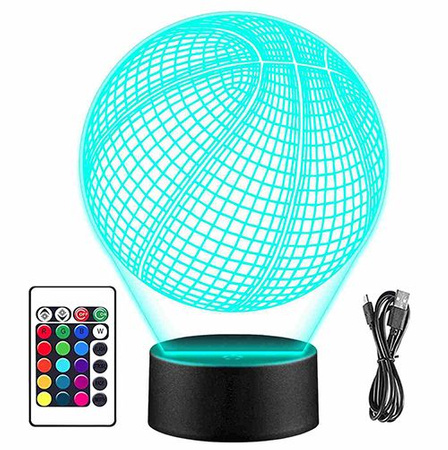 LAMPKA NOCNA KOSZYKARZ Piłka do Kosza Koszykówka 3D LED