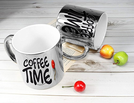 COFFEE TIME silver mirror mug