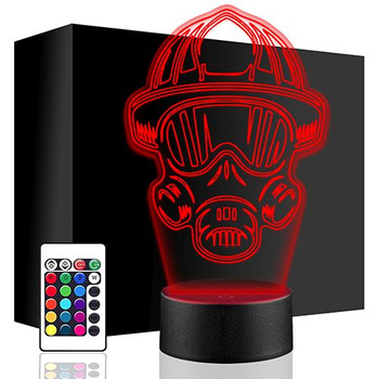 LED NIGHT LAMP FIREMAN HELMET 3D MASK + REMOTE