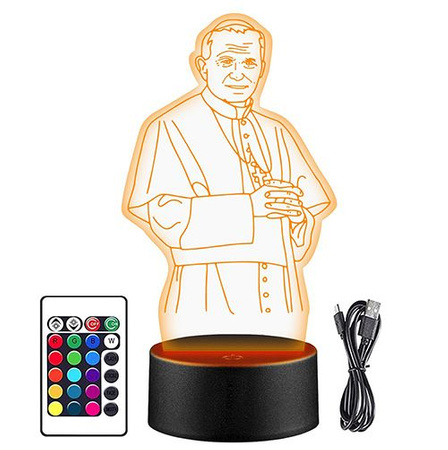 POPE JOHN PAUL II 3D LED NIGHT LAMP + REMOTE
