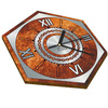  WOODEN WALL CLOCK IRON HEXAGON 