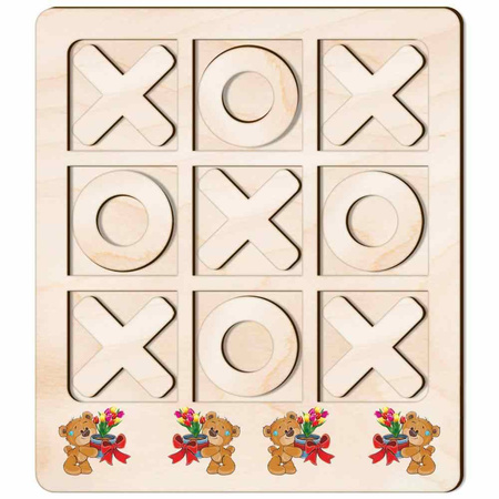 TIC TACK TOE GAME BEAR TEDDY FLOWERS