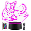  LED NIGHT LAMP CAT KITTEN 3D ANIMAL + REMOTE 