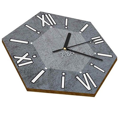 ZEGAR NA ŚCIANĘ ŚCIENNY DREWNIANY BETON HEKSAGON