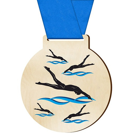 Sports medal jumping into the water