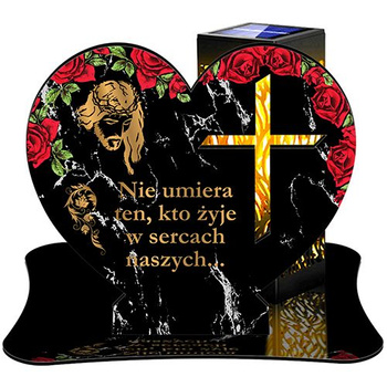 SOLAR LED CANDLE OPENWORK LAMP BASE STATUETTE FOR CEMETERY GRAVE LARGE HEART