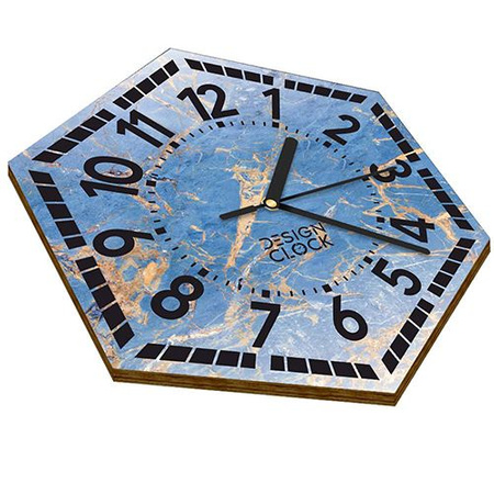  WOODEN WALL CLOCK SEA HEXAGON 