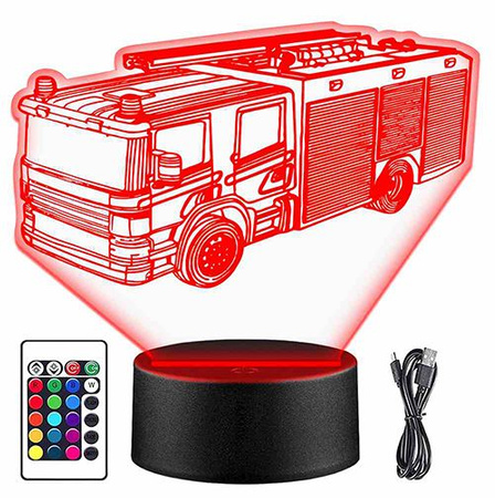  LED NIGHT LAMP FIRE TRUCK 3D FIRE + REMOTE