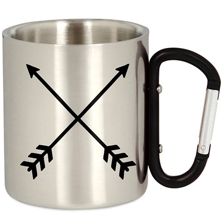 SURVIVAL METAL TOURIST MUG WITH CARABINER