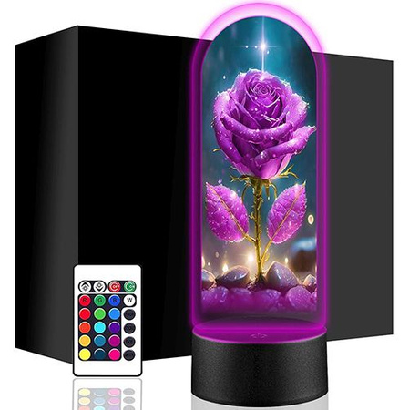 LED NIGHT LAMP ROSE 3D ROSES + REMOTE