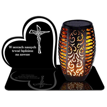 SOLAR LED CANDLE OPENWORK LAMP BASE STATUETTE FOR CEMETERY GRAVE LARGE HEART