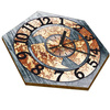  WOODEN WALL CLOCK IRON HEXAGON 