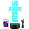  LED NIGHT LAMP OUR FATHER CROSS 3D + REMOTE