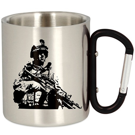 METAL TOURIST MUG WITH CARABINER 