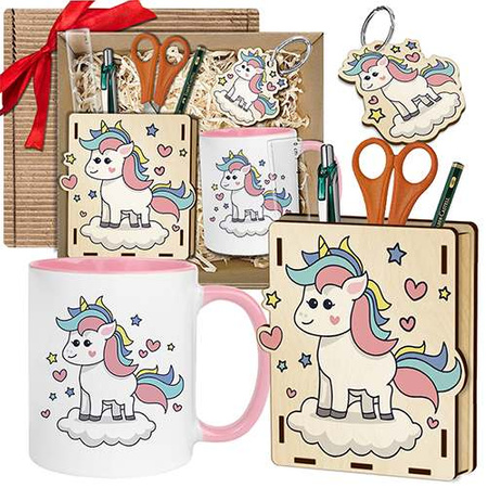 SET MUG TOOL TOOL KEYRING UNICORN gift for a GIRL's birthday