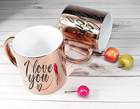 I LOVE YOU pink mirror mug