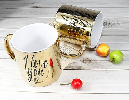 I LOVE YOU gold mirror mug