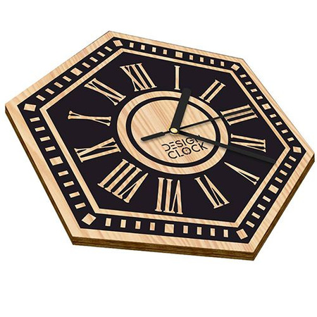  WOODEN WALL CLOCK HEXAGON LOFT 