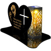 SOLAR LED CANDLE OPENWORK LAMP BASE STATUETTE FOR CEMETERY GRAVE LARGE HEART