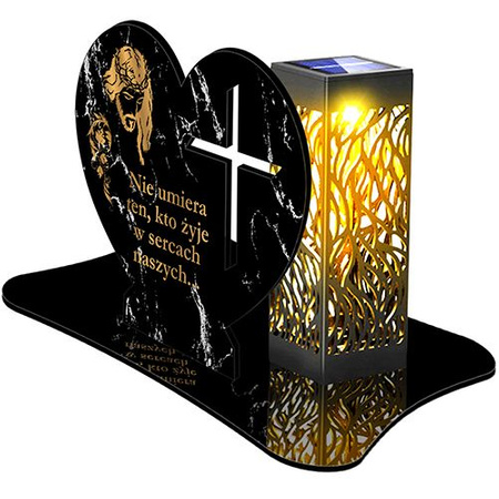 SOLAR LED CANDLE OPENWORK LAMP BASE STATUETTE FOR CEMETERY GRAVE LARGE HEART