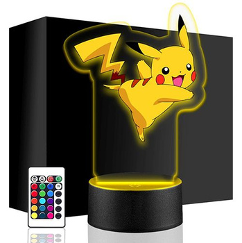 LAMPKA NOCNA LED PIKACHU POKEMON 3D + PILOT