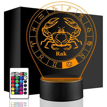 LED NIGHT LAMP CANCER ZODIAC SIGN 3D + REMOTE