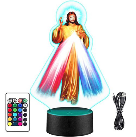  LED NIGHT LAMP MERCIFUL JESUS ​​3D + REMOTE