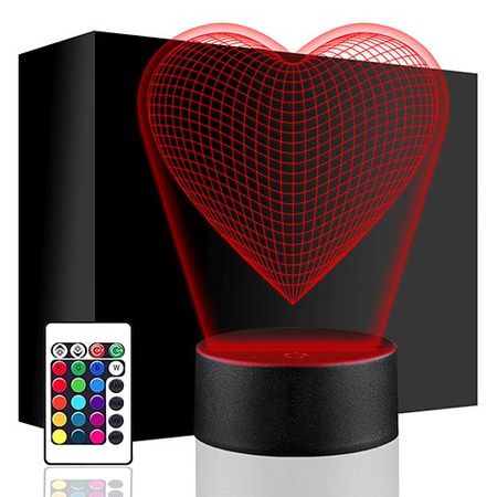  LED HEART 3D NIGHT LAMP + REMOTE