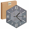  WOODEN WALL CLOCK CONCRETE HEXAGON 