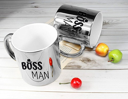 BOSS MAN silver mirror mug