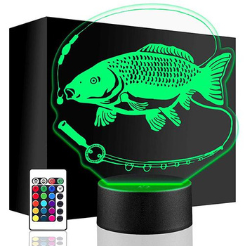 LED FISH NIGHT LAMP 3D ANGLER'S ROD + REMOTE