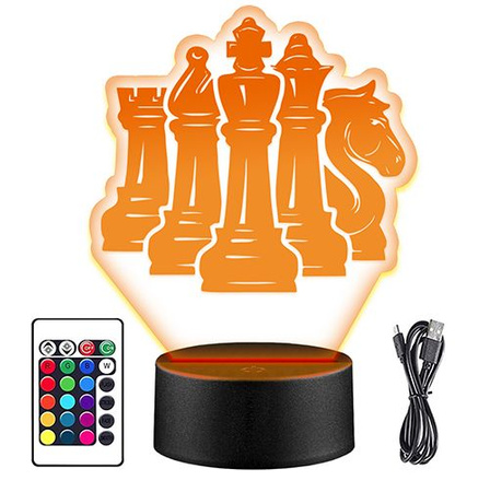 LED NIGHT LAMP CHESS GAME TOURNAMENT 3D + REMOTE