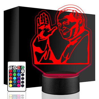 LED POPE JOHN PAUL II 3D NIGHT LAMP + REMOTE