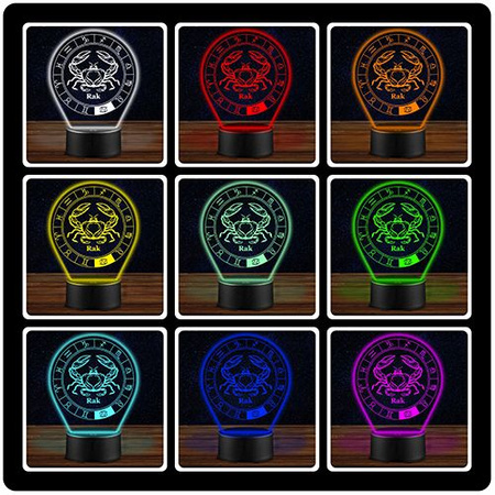 LED NIGHT LAMP CANCER ZODIAC SIGN 3D + REMOTE