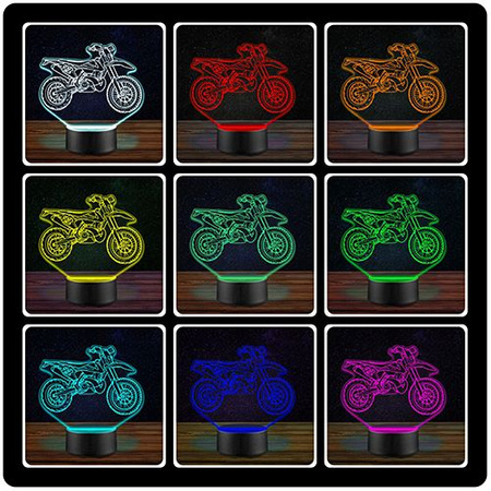 LAMPKA NOCNA LED MOTOCROSS MOTOR 3D + PILOT