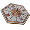  WOODEN WALL CLOCK CONCRETE HEXAGON 