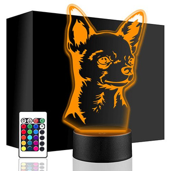 LAMPKA NOCNA LED CHIHUAHUA PIES 3D + PILOT