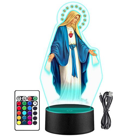  LED NIGHT LAMP Our Lady MARY 3D + REMOTE