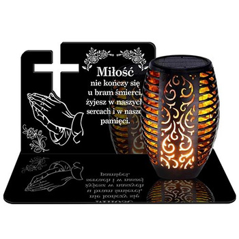 SOLAR LED CANDLE OPENWORK LAMP BASE STATUETTE FOR CEMETERY GRAVE LARGE CROSS