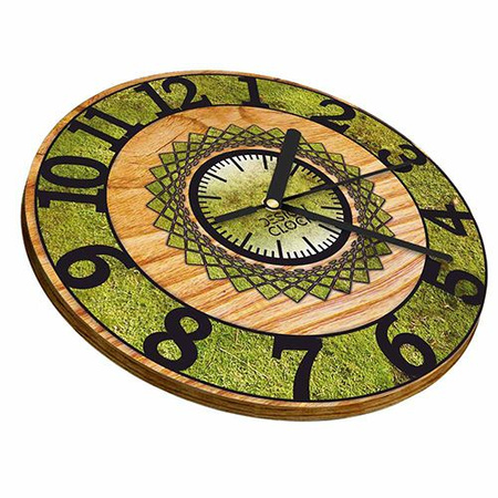 WALL CLOCK WOODEN NATURE GRASS