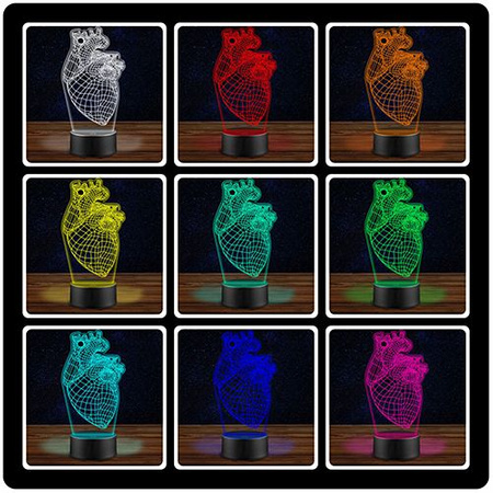 HEART LED NIGHT LAMP MEDICINE + REMOTE
