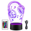  LED NIGHT LAMP, HEADPHONES, 3D MUSIC + REMOTE 