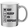 Kubek srebrny lustrzany EAT SLEEP CS