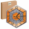  WOODEN WALL CLOCK CONCRETE HEXAGON 