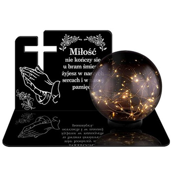 SOLAR LED CANDLE STATUETTE FOR CEMETERY GRAVE LARGE BALL