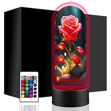 LED NIGHT LAMP ROSE 3D ROSES + REMOTE