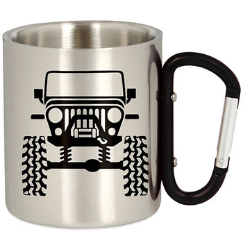 METALOWY KUBEK TURYSTYCZNY OFFROAD Z KARABIŃCZYKIEM