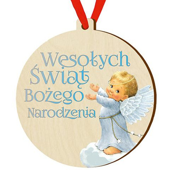 Bombka drewniana zawieszka na choinkę