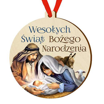 Bombka drewniana zawieszka na choinkę