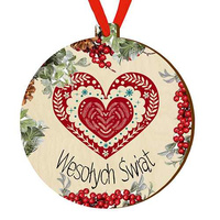 Bombka drewniana zawieszka na choinkę